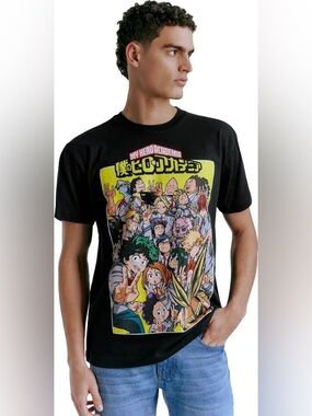 Funimation Men's T-Shirt My Hero Academia Black Size L